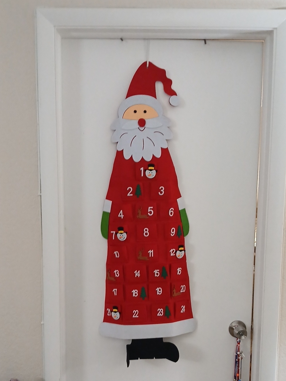 Red Santa Advent Calendar Hanging Decoration - Holiday Home